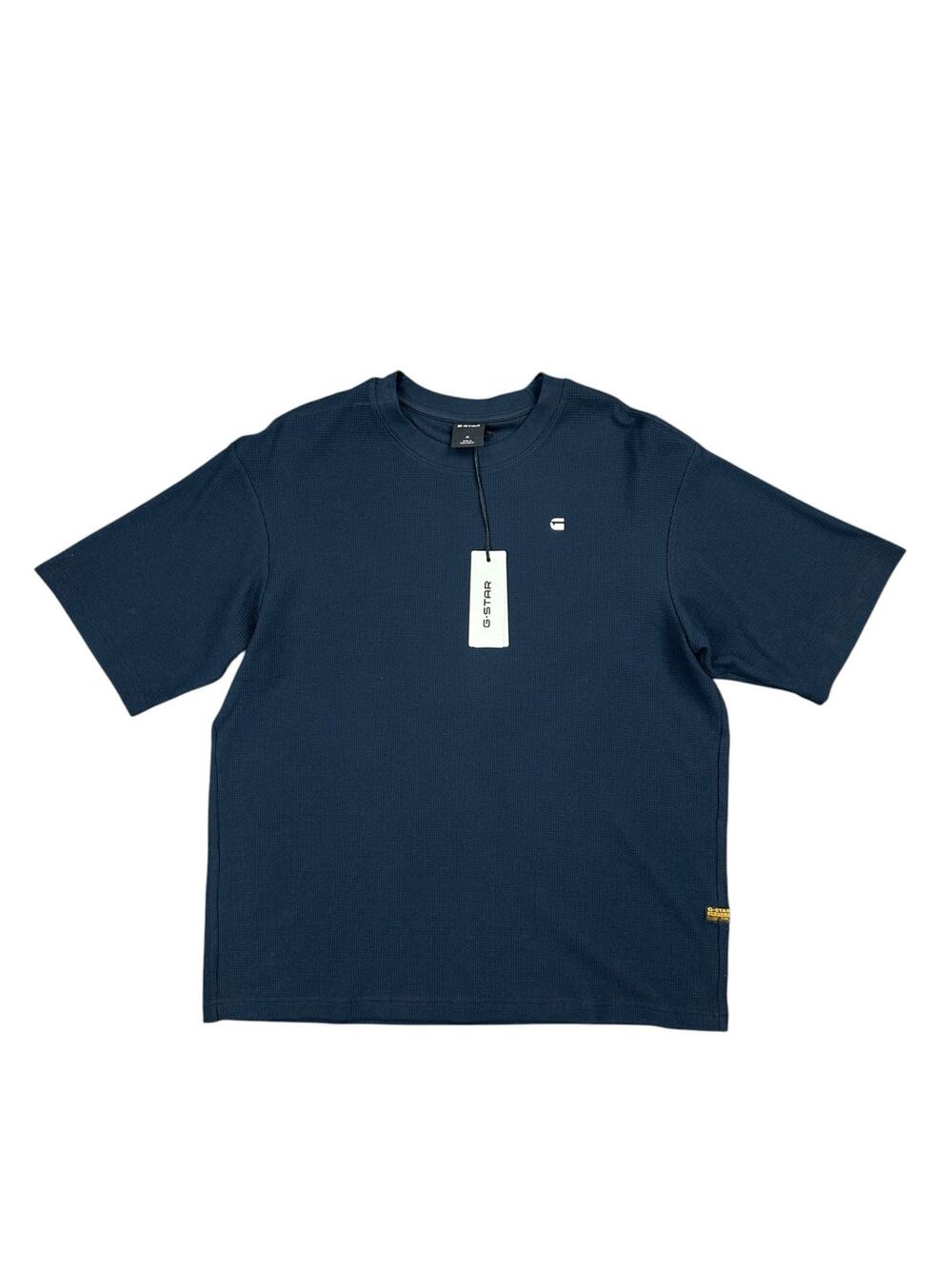G-Star Structured Boxy Waffle Jersey Knit Tee Salute Navy NWT — Size Medium